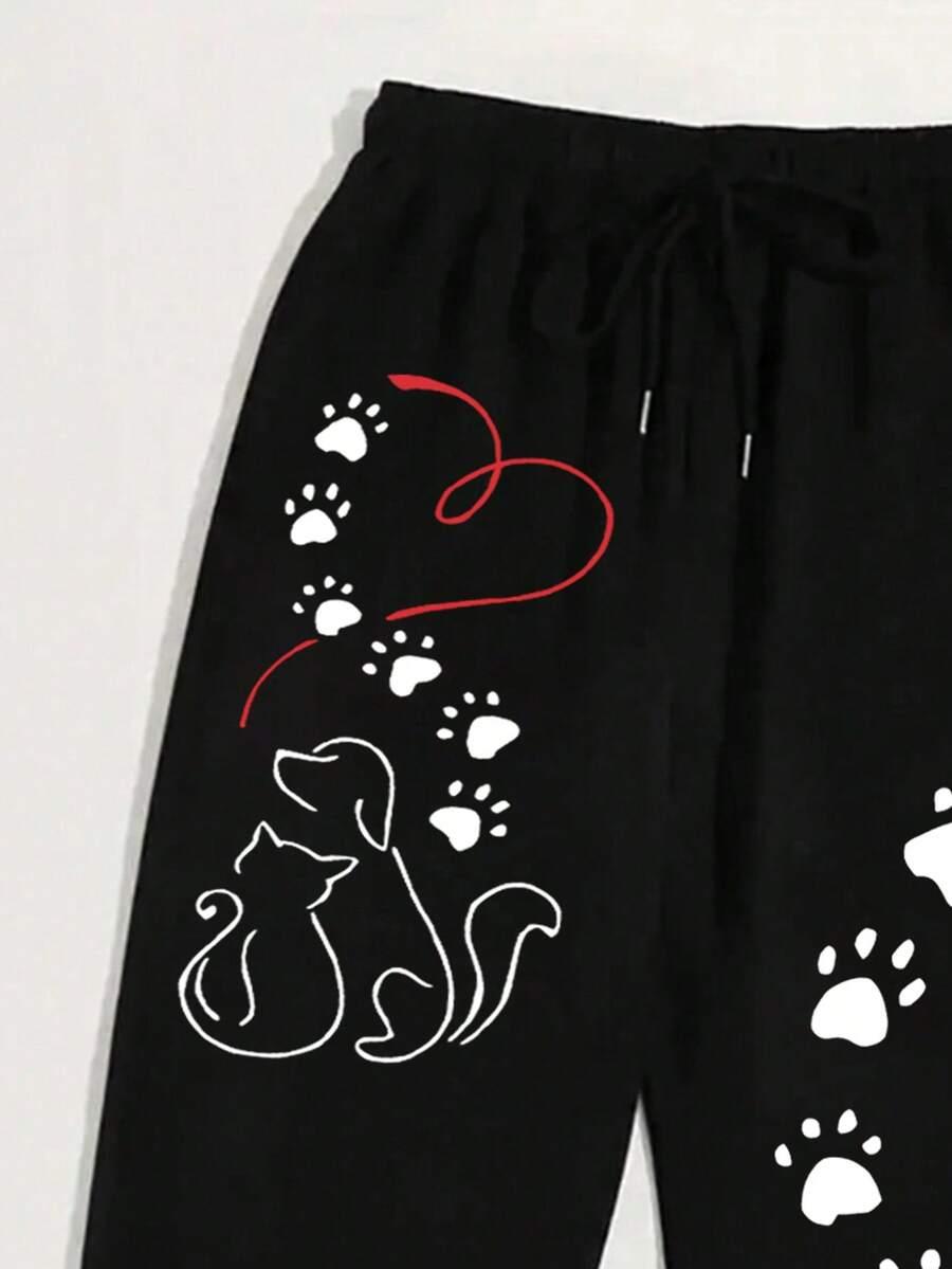 SHEIN CZARNE SPODNIE DRESOWE NADRUK S06__46