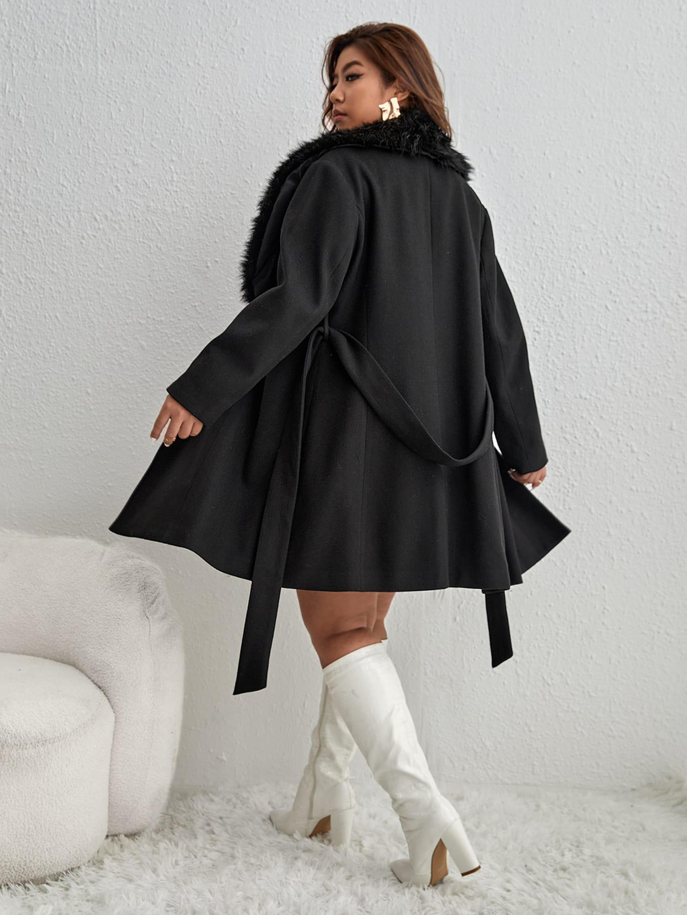 SHEIN CZARNY KLASYCZNY PŁASZCZ W01__XXL