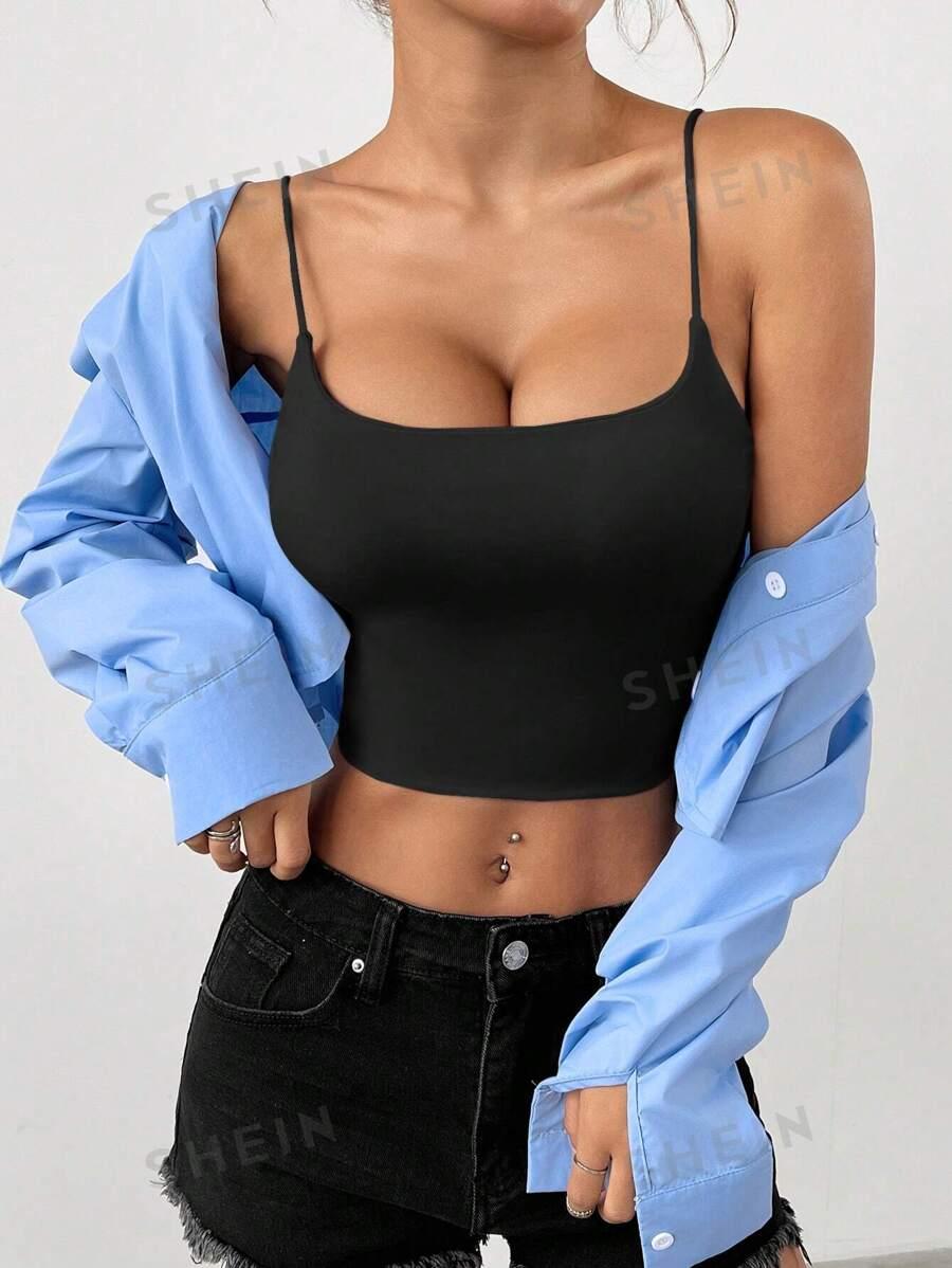 SHEIN CZARNY TOP NA RAMIĄCZKACH S06__S