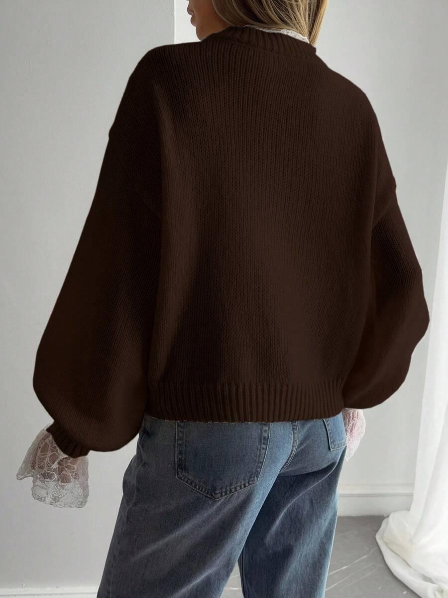 DAZY BRĄZOWY SWETER ŁĄCZENIE S06__L
