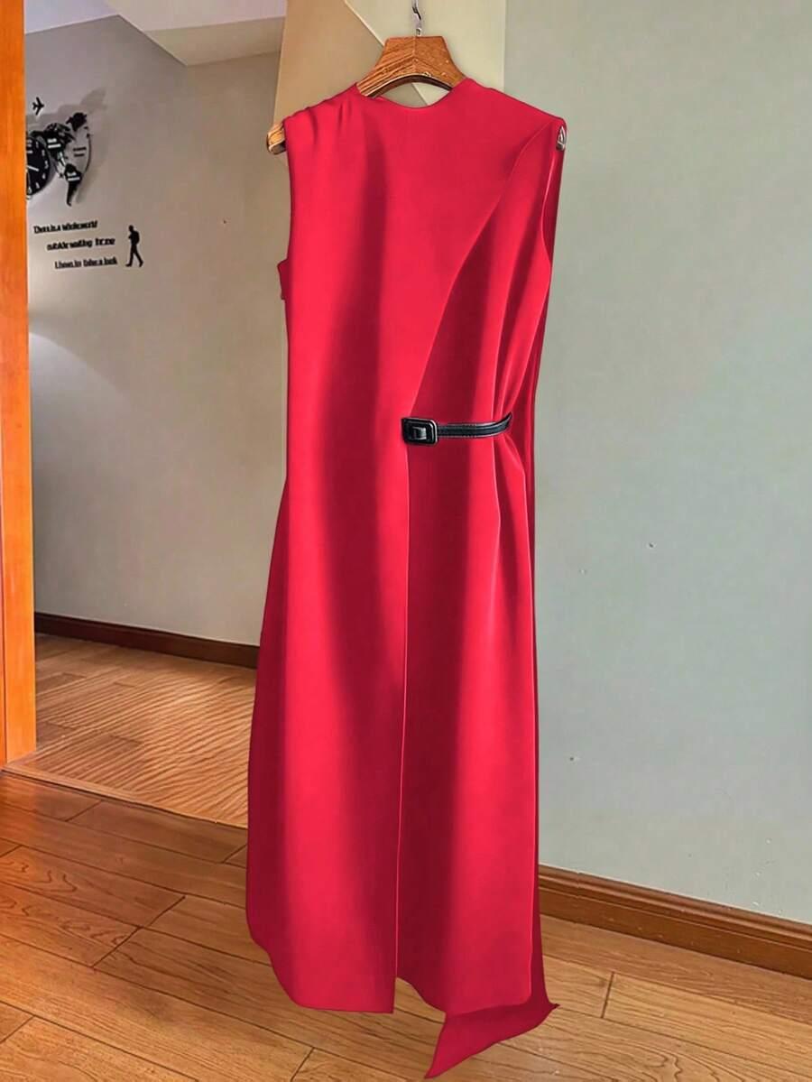 FRANCLIA CZERWONA SUKIENKA PASEK S06__50