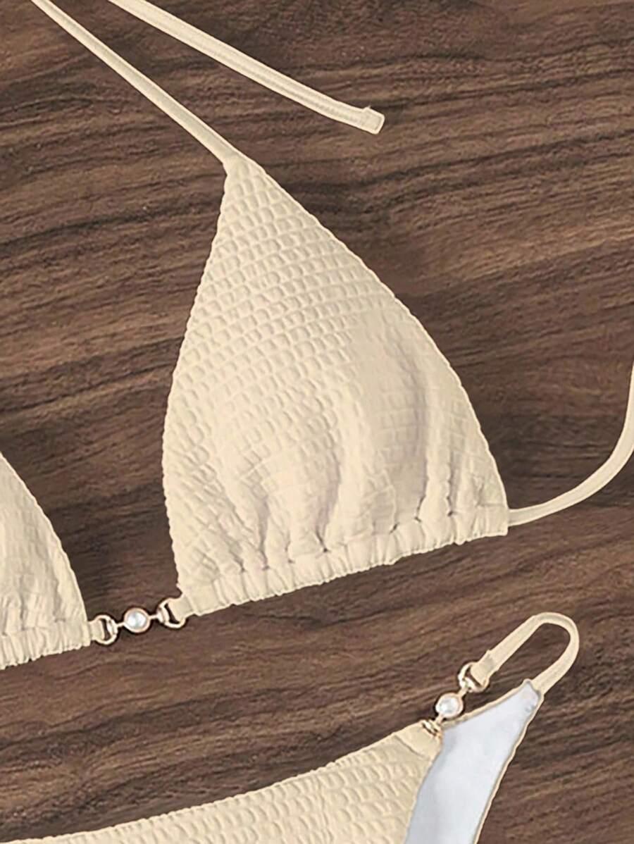 SHEIN BEŻOWY DWUCZĘŚCIOWY STRÓJ KĄPIELOWY S09__M