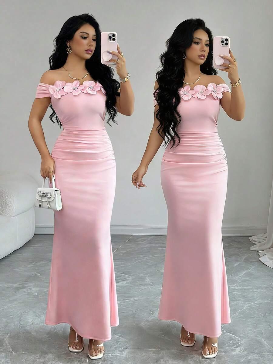SHEIN RÓŻOWA MAXI SUKIENKA S06__L