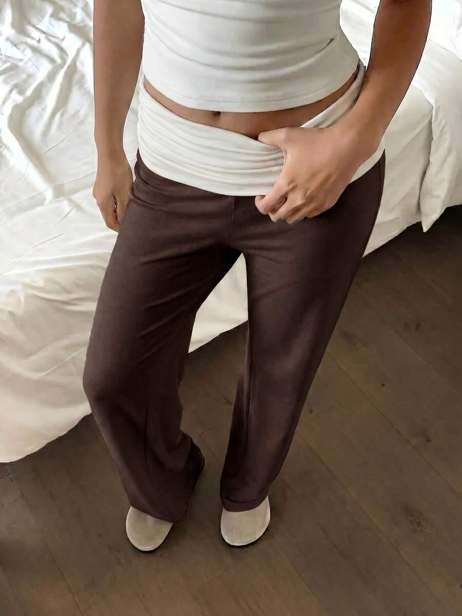 SHEIN BRĄZOWE SPODNIE DZWONY S06__XXS