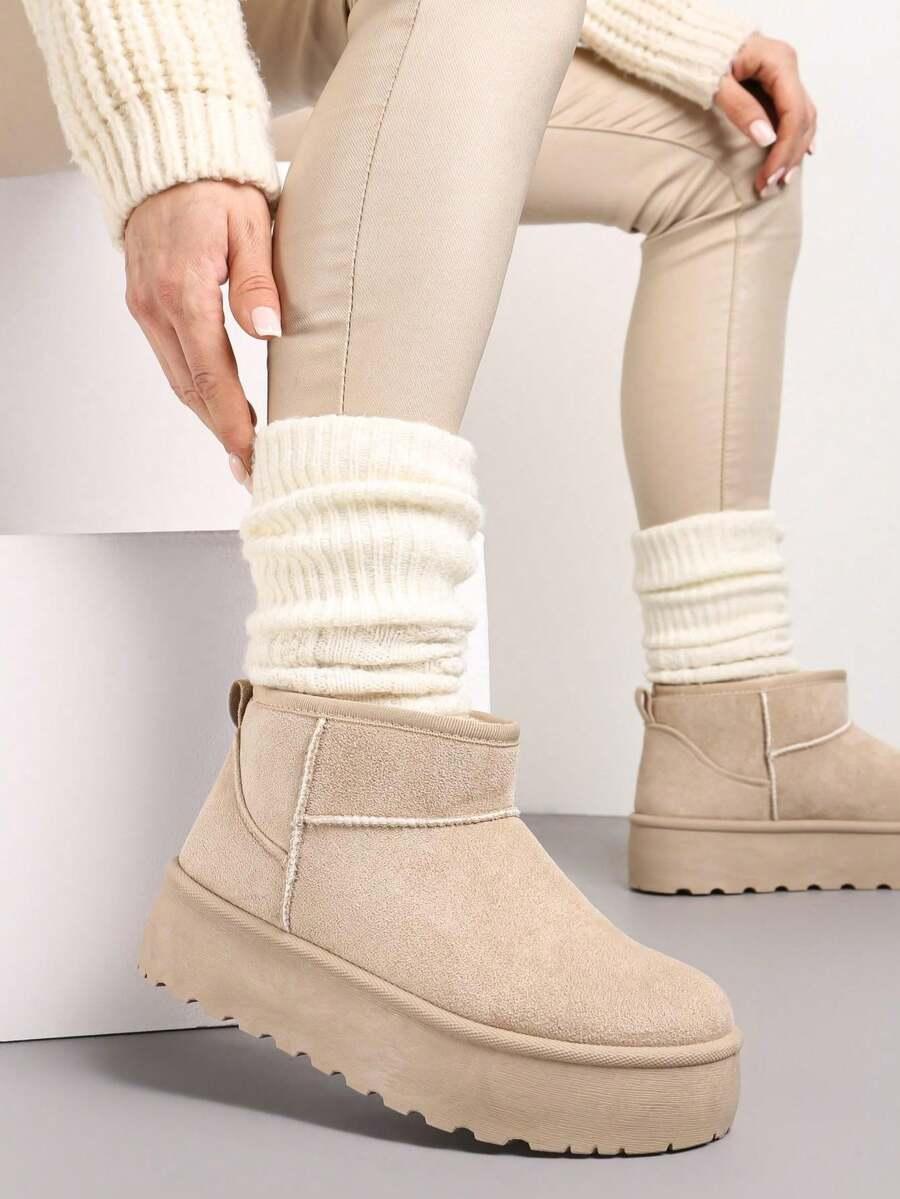 SHEIN BEŻOWE ŚNIEGOWCE PLATFORMA W01__37