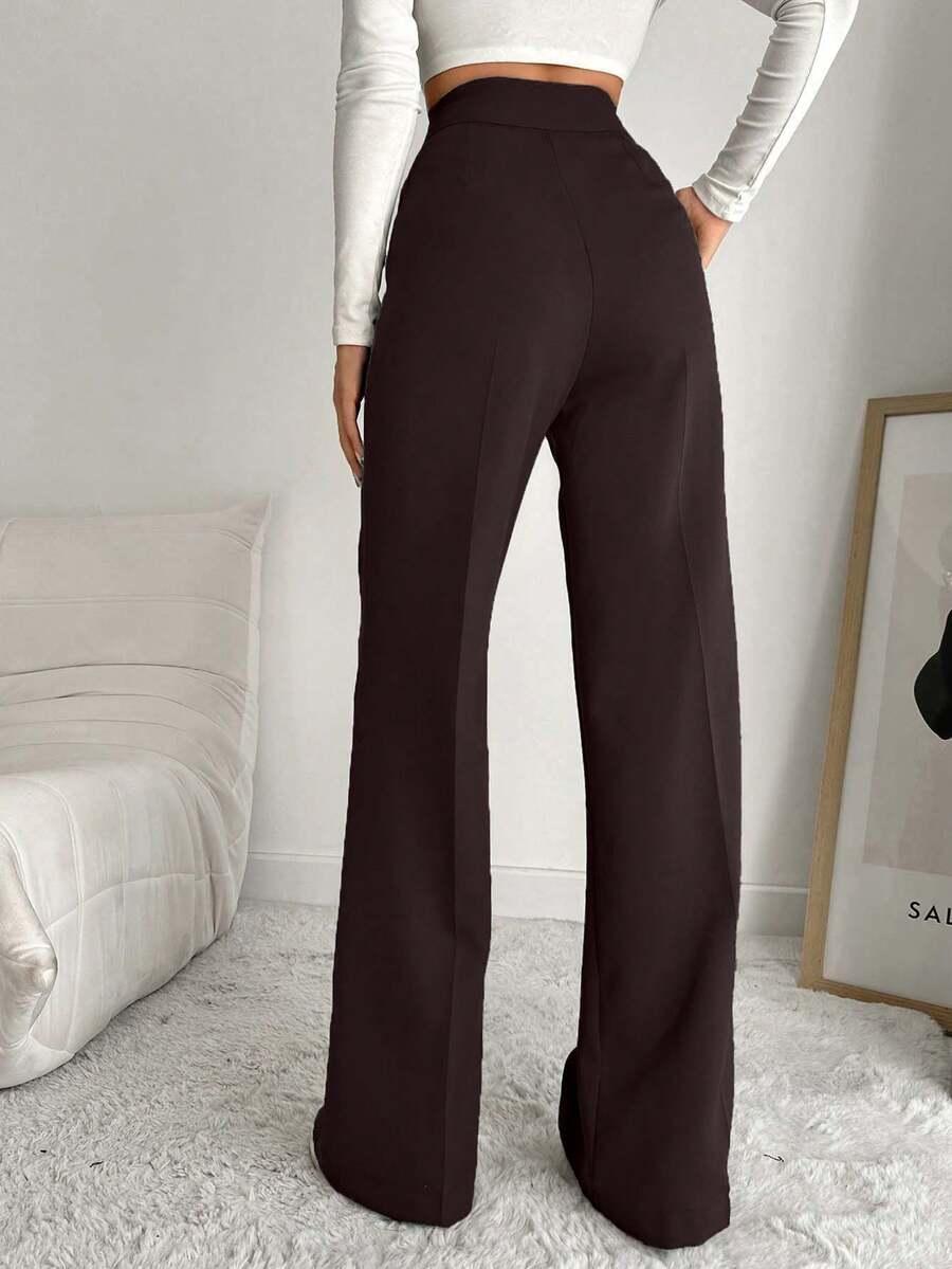 EURMUSE BRĄZOWE SPODNIE CASUAL S06__L