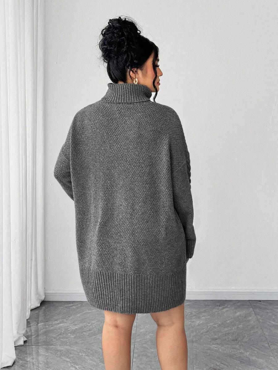 SHEIN DZIANINOWA SZARA SUKIENKA GOLF CASUAL DŁUGI RĘKAW TEKSTURA PK01__46