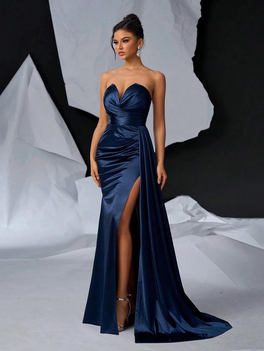 GLAMRAE GRANATOWA MAXI SUKIENKA S06__M