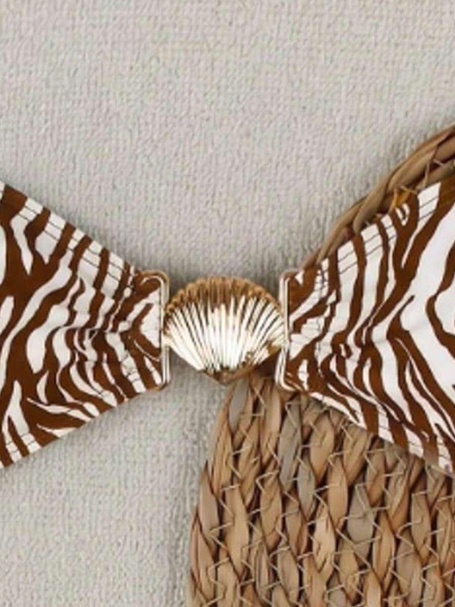 SHEIN DWUCZĘŚCIOWY STRÓJ KĄPIELOWY ANIMAL PRINT S09__XS