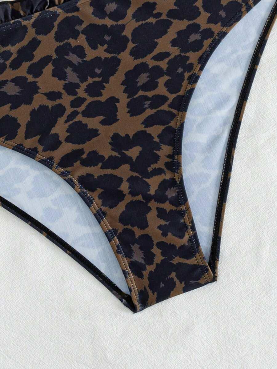 SHEIN DWUCZĘŚCIOWY STRÓJ KĄPIELOWY LEOPARD PRINT S09__XS
