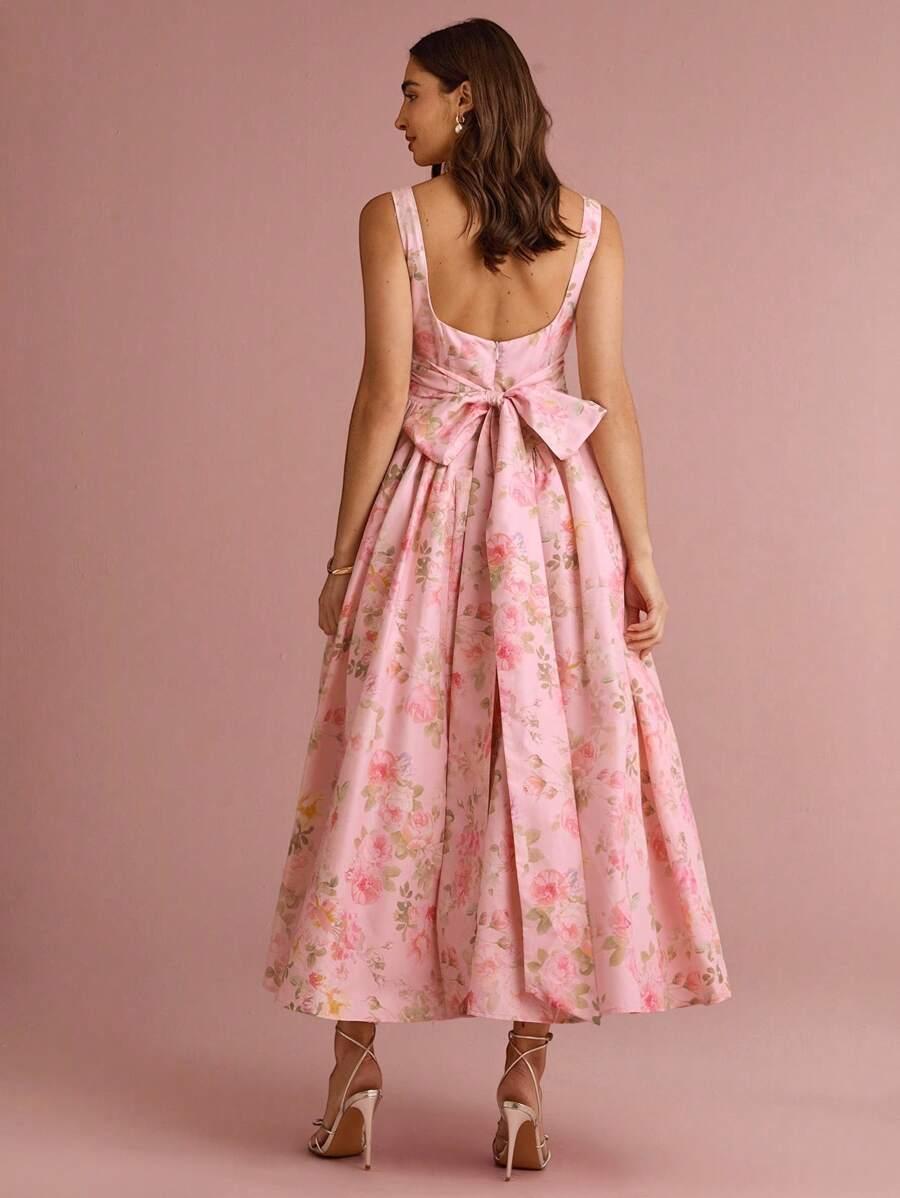 SHEIN RÓŻOWA SUKIENKA WZÓR KWIATY S06__XS