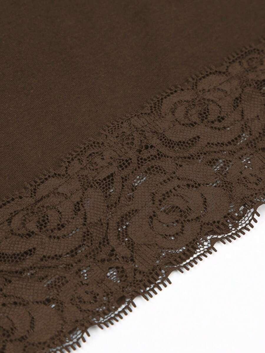 SHEIN BRĄZOWY TOP KORONKA S06__XS