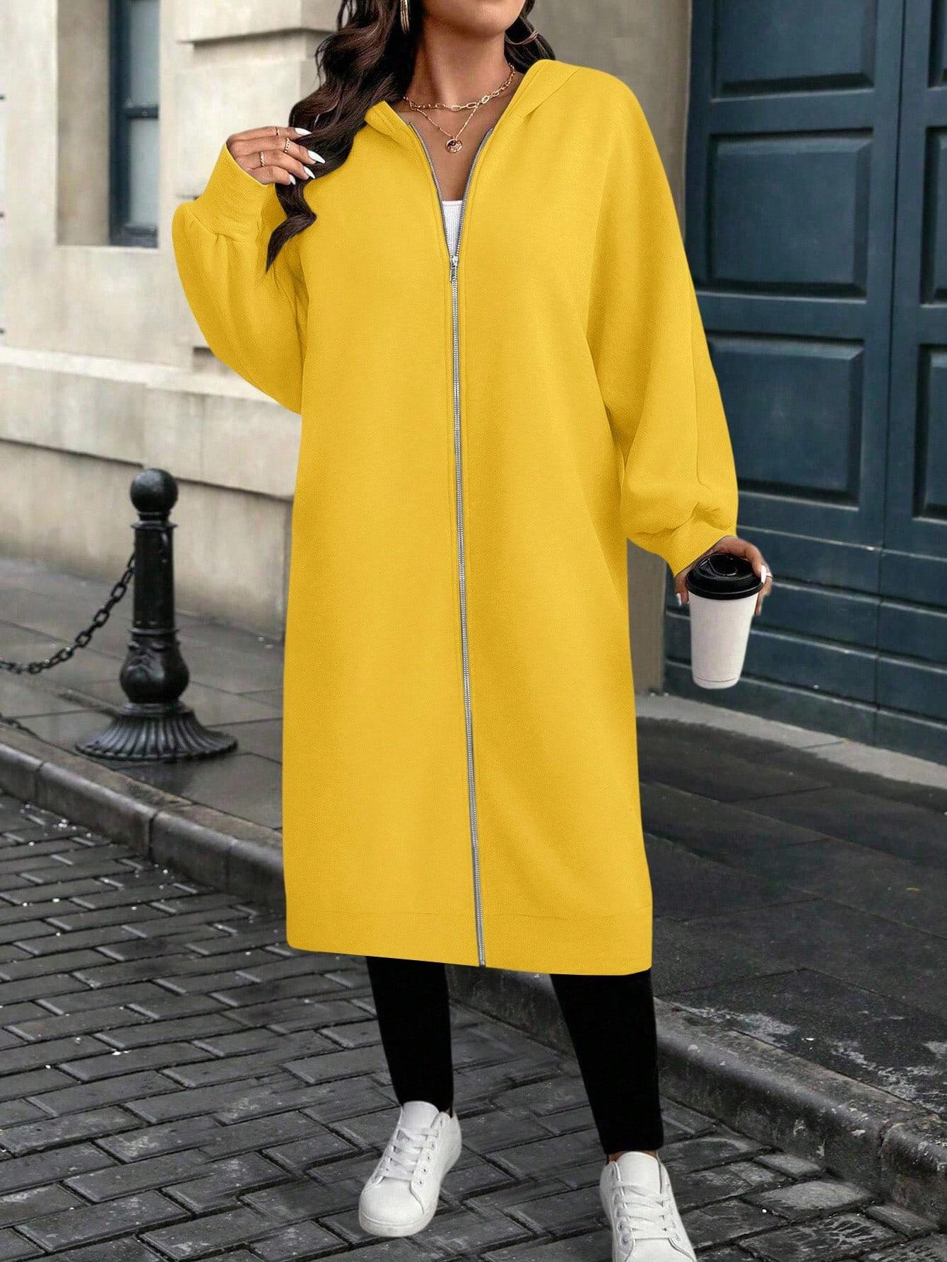 SHEIN ŻÓŁTA BLUZA ZAPIANA Z KAPTUREM S06__XXL