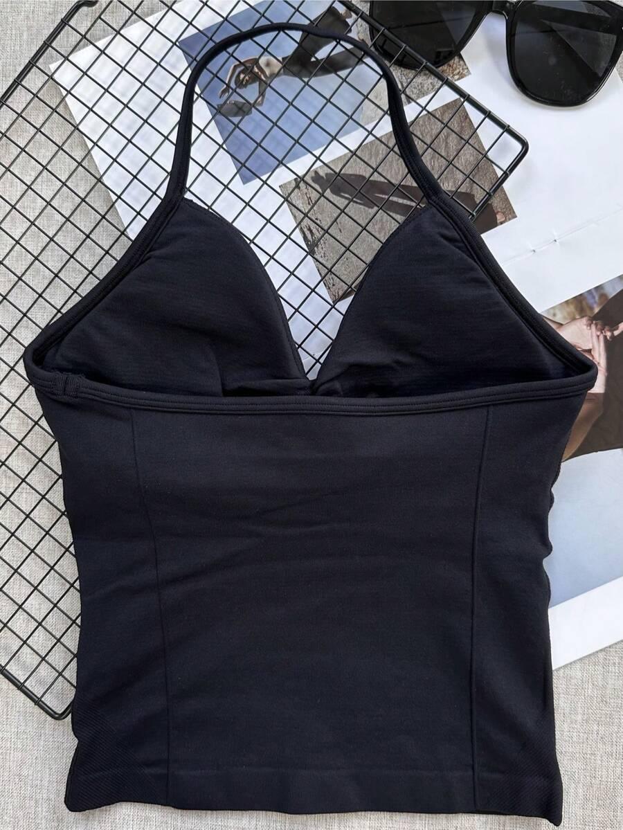 SHEIN CZARNY TOP NA RAMIĄCZKACH S06__M