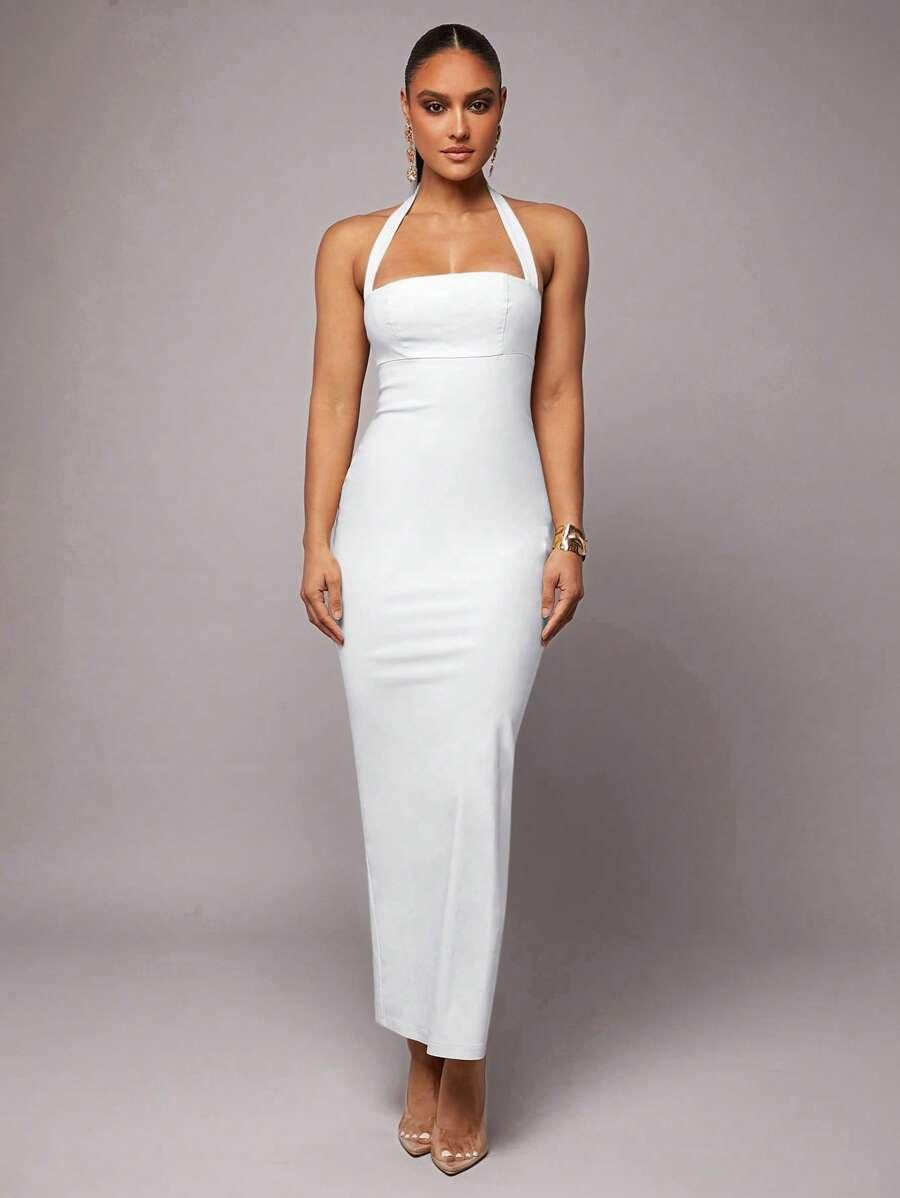SILQUEE BIAŁA SUKIENKA MAXI S09__L