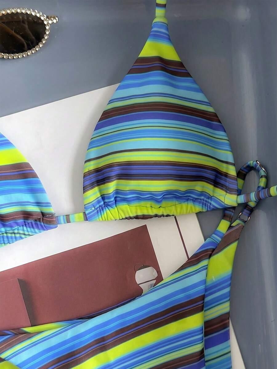 SHEIN DWUCZĘŚCIOWY STRÓJ KĄPIELOWY PASKI S09__XS