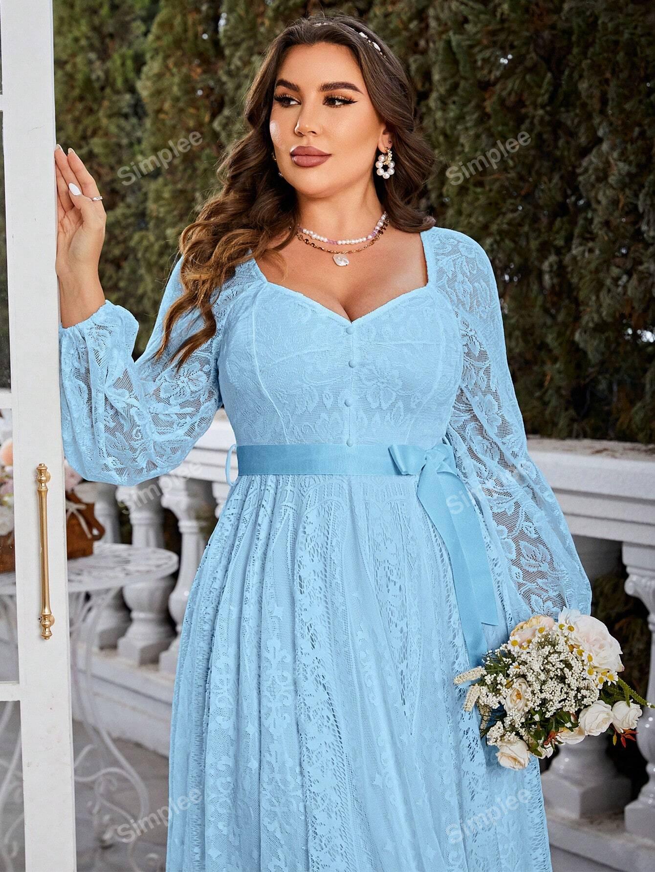 SHEIN NIEBIESKA MIDI SUKIENKA KORONKA S06__48