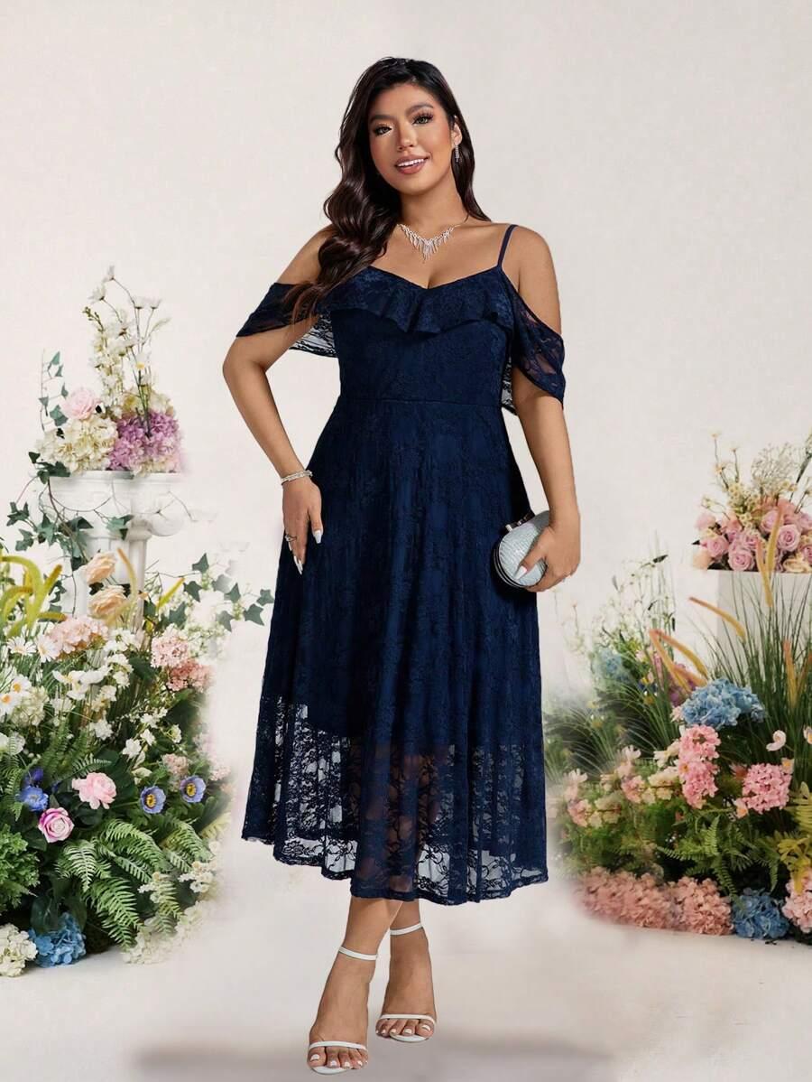 SHEIN GRANATOWA KORONKOWA SUKIENKA S06__3XL