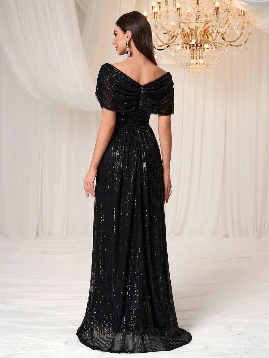 SHEIN CZARNA MAXI SUKIENKA CEKINY S06__XL