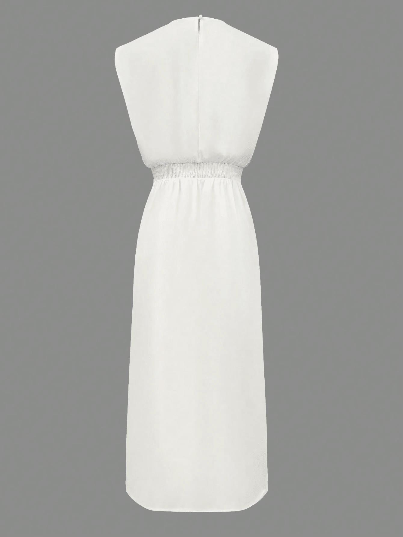 SHEIN BIAŁA MIDI SUKIENKA ZDOBIENIE S06__M