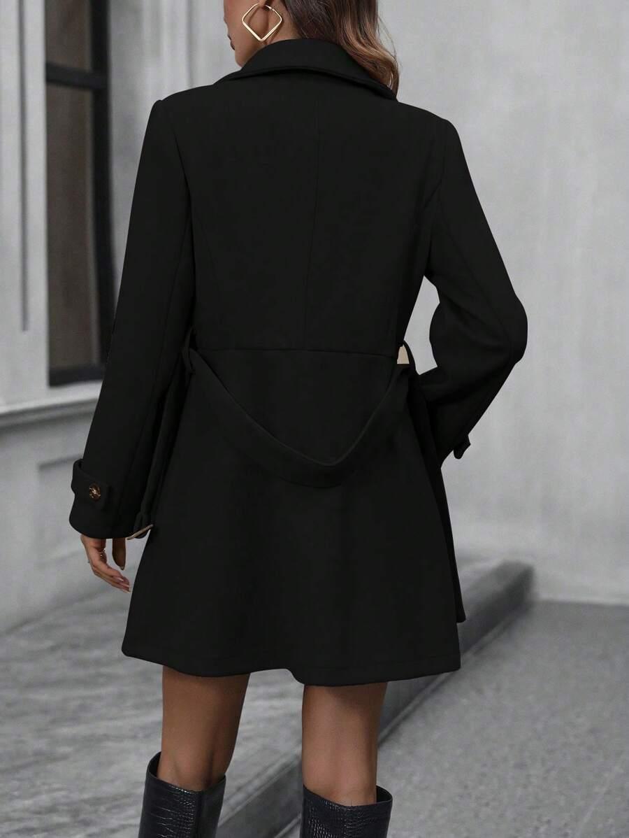 SHEIN CZARNY KLASYCZNY PŁASZCZ S06__L