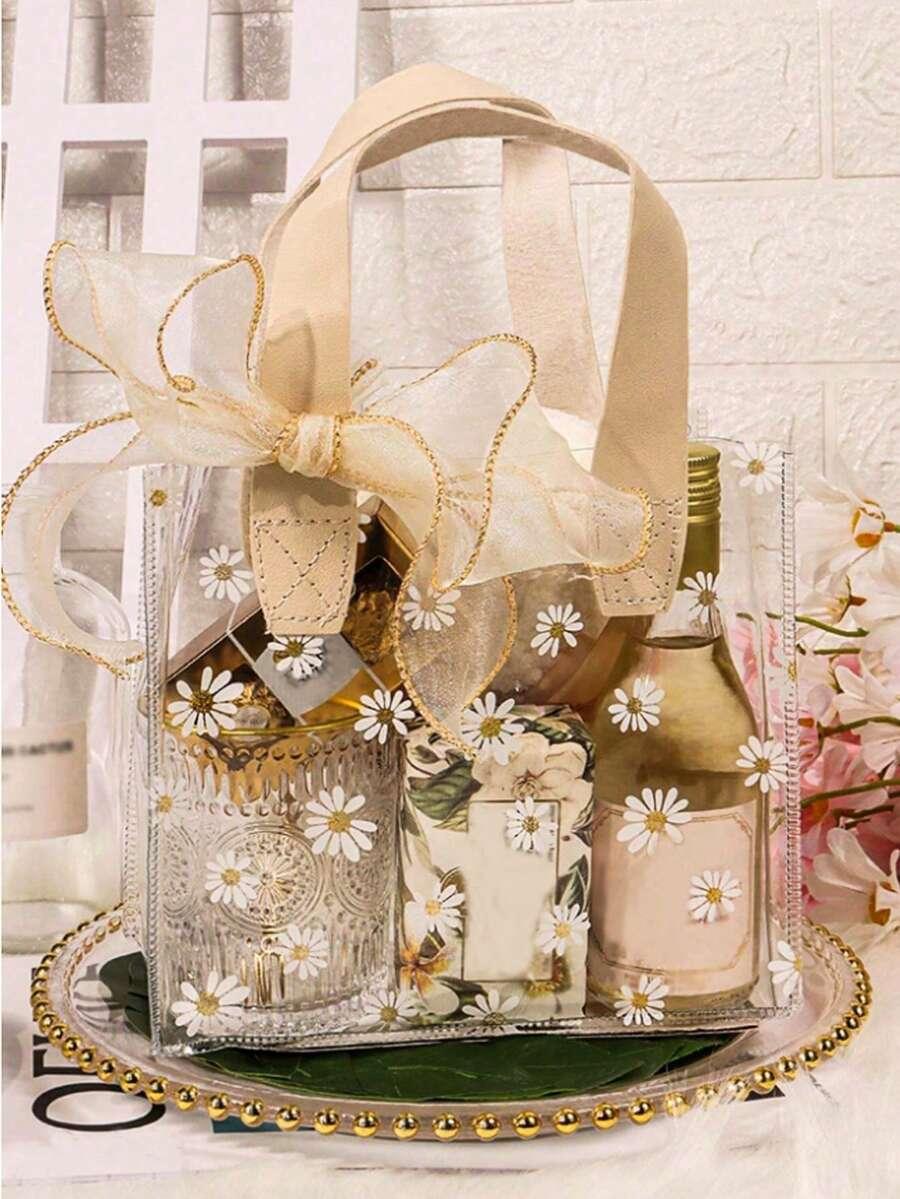 SHEIN PRZEZROCZYSTA TORBA WZÓR KWIATY S07__14X24X25CM