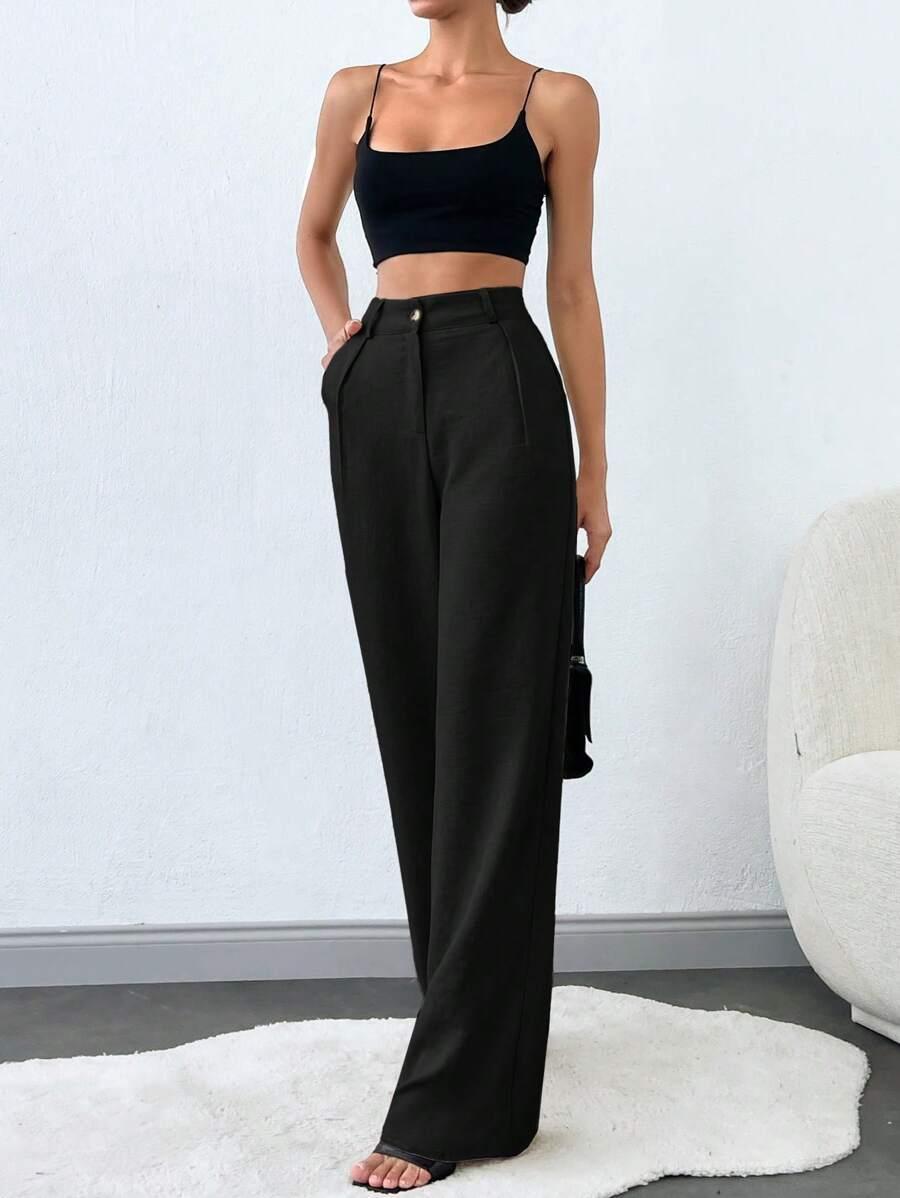 SHEIN CZARNE SPODNIE PROSTA NOGAWKA S06__XL