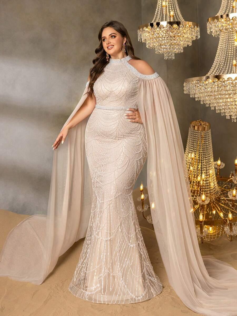 FAERIESTY BEŻOWA MAXI SUKIENKA ZDOBIENIE S06__50