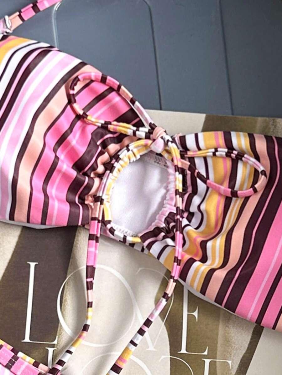 SHEIN DWUCZĘŚCIOWY STRÓJ KĄPIELOWY WZÓR PASKI S09__XS