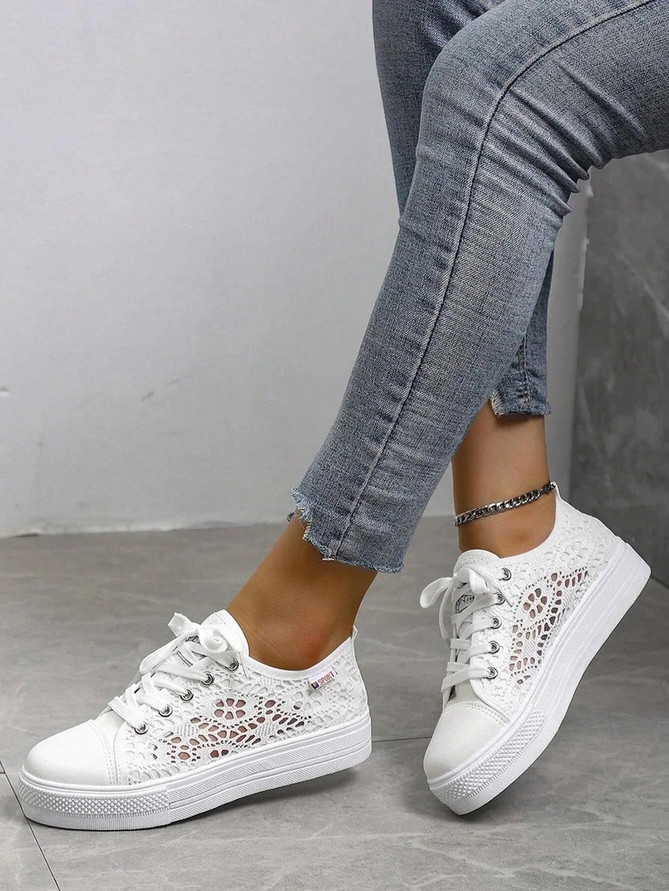 SHEIN BIAŁE BUTY SPORTOWE KORONKA S06__38
