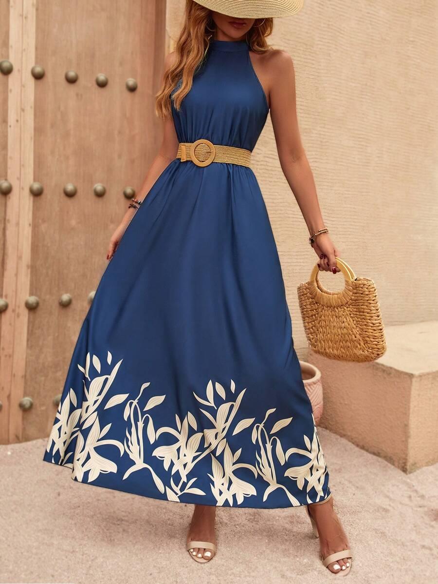 SHEIN GRANATOWA MAXI SUKIENKA S06__S
