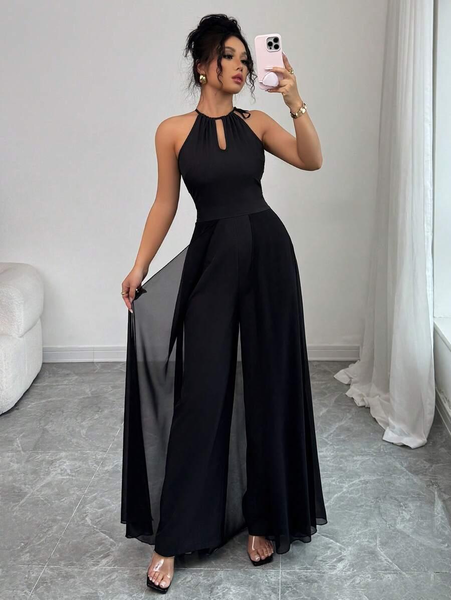 SHEIN CZARNY KOMBINEZON BEZ RĘKAWÓW S06__M