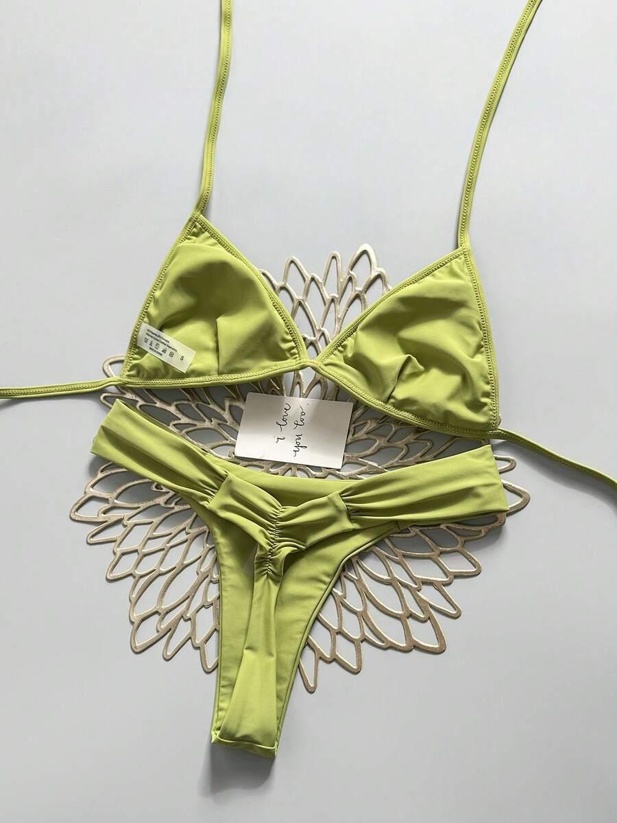 SWIM MOD ZIELONY KOMPLET BIKINI CEKINY S09__XS