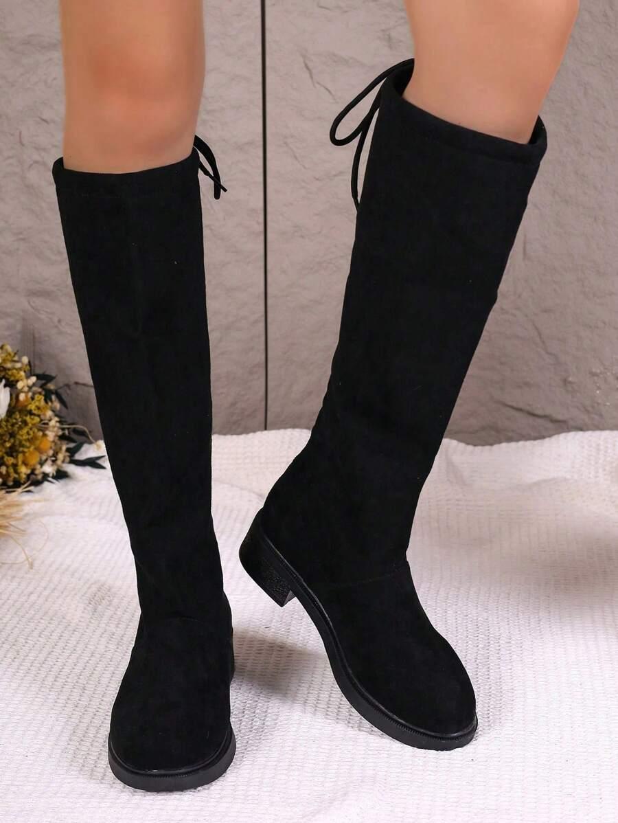 SHEIN CZARNE KOZAKI IMITACJA ZAMSZU W01__37,5