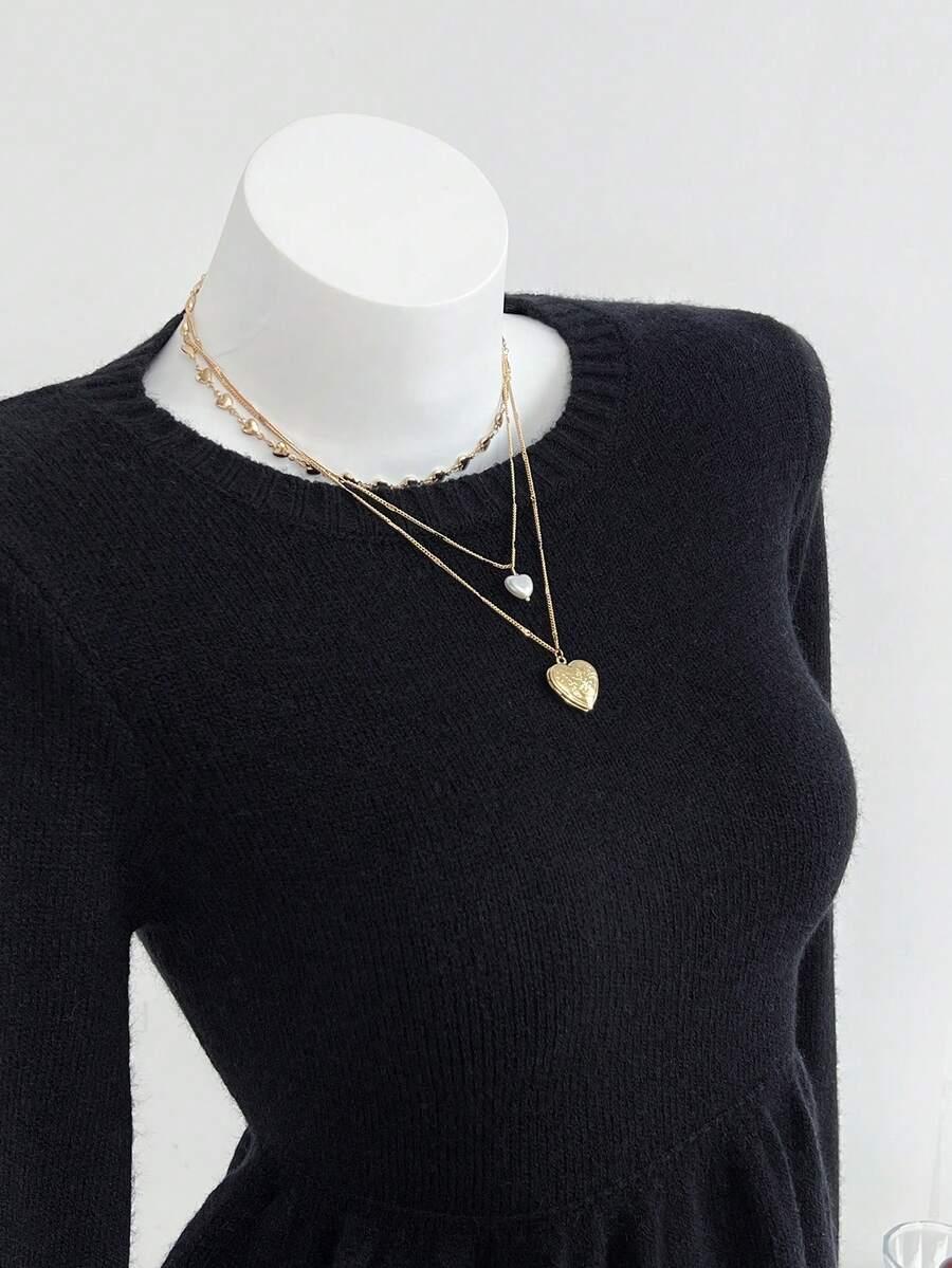 SHEIN CZARNY SWETER OKRĄGŁY DEKOLT S06__M