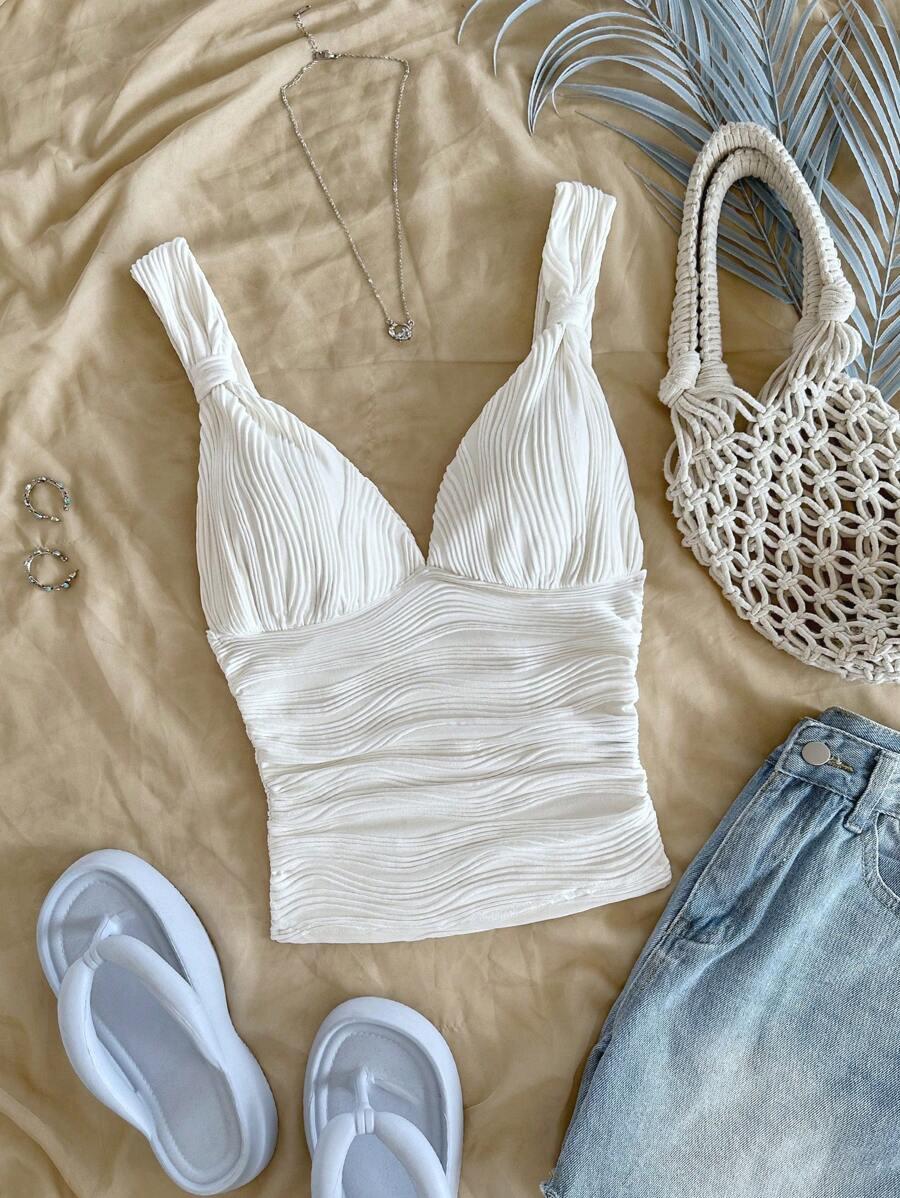 SHEIN KREMOWY TOP NA RAMIĄCZKACH S06__S