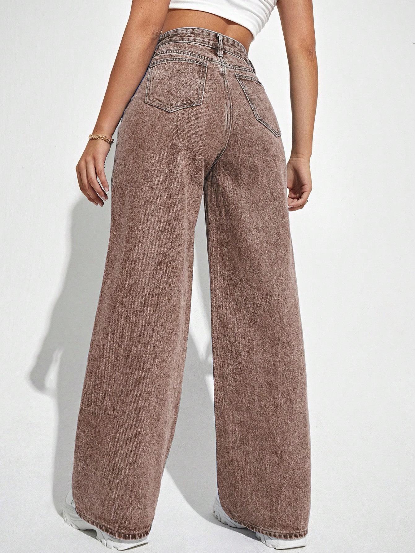 SHEIN BRĄZOWE JEASNOWE SPODNIE S06__XL
