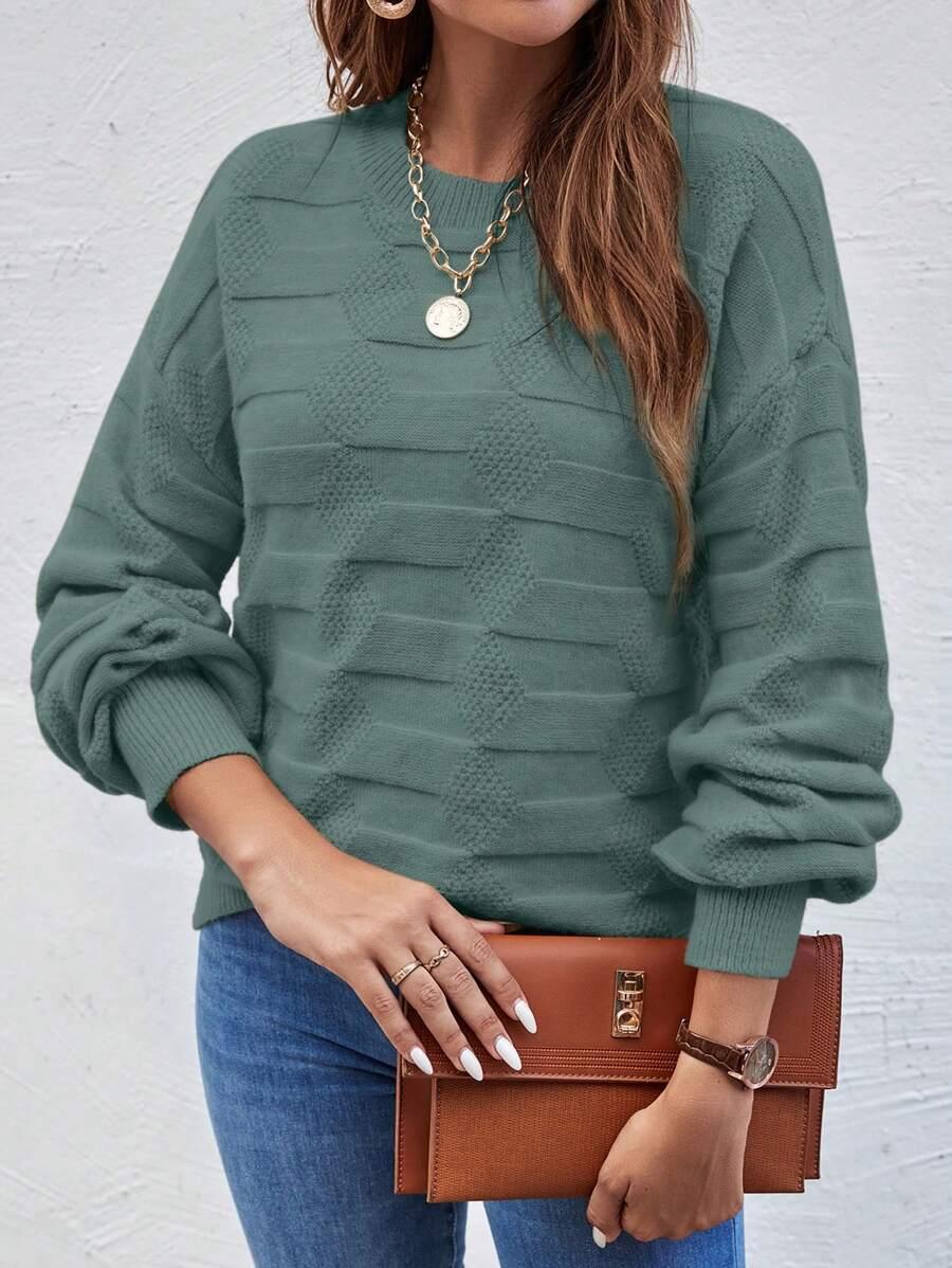 SHEIN ZIELONY SWETER TESTURA PK01__S