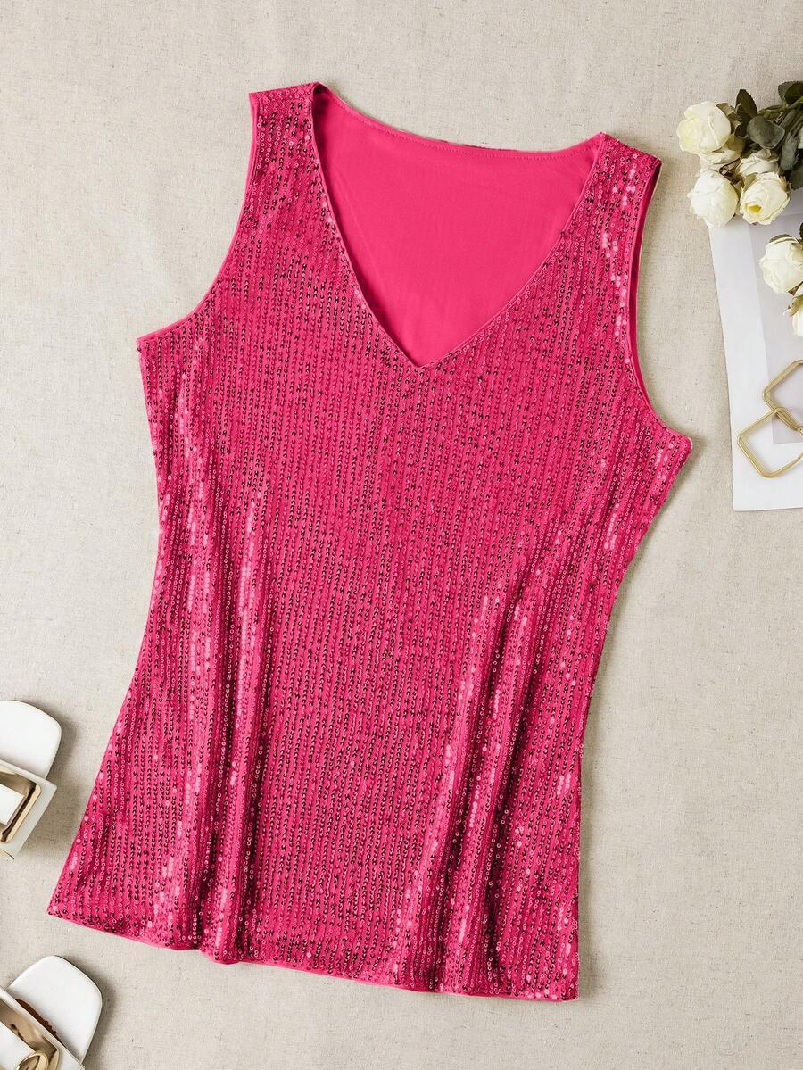 SHEIN RÓŻOWY TOP CEKINY S06__XXL