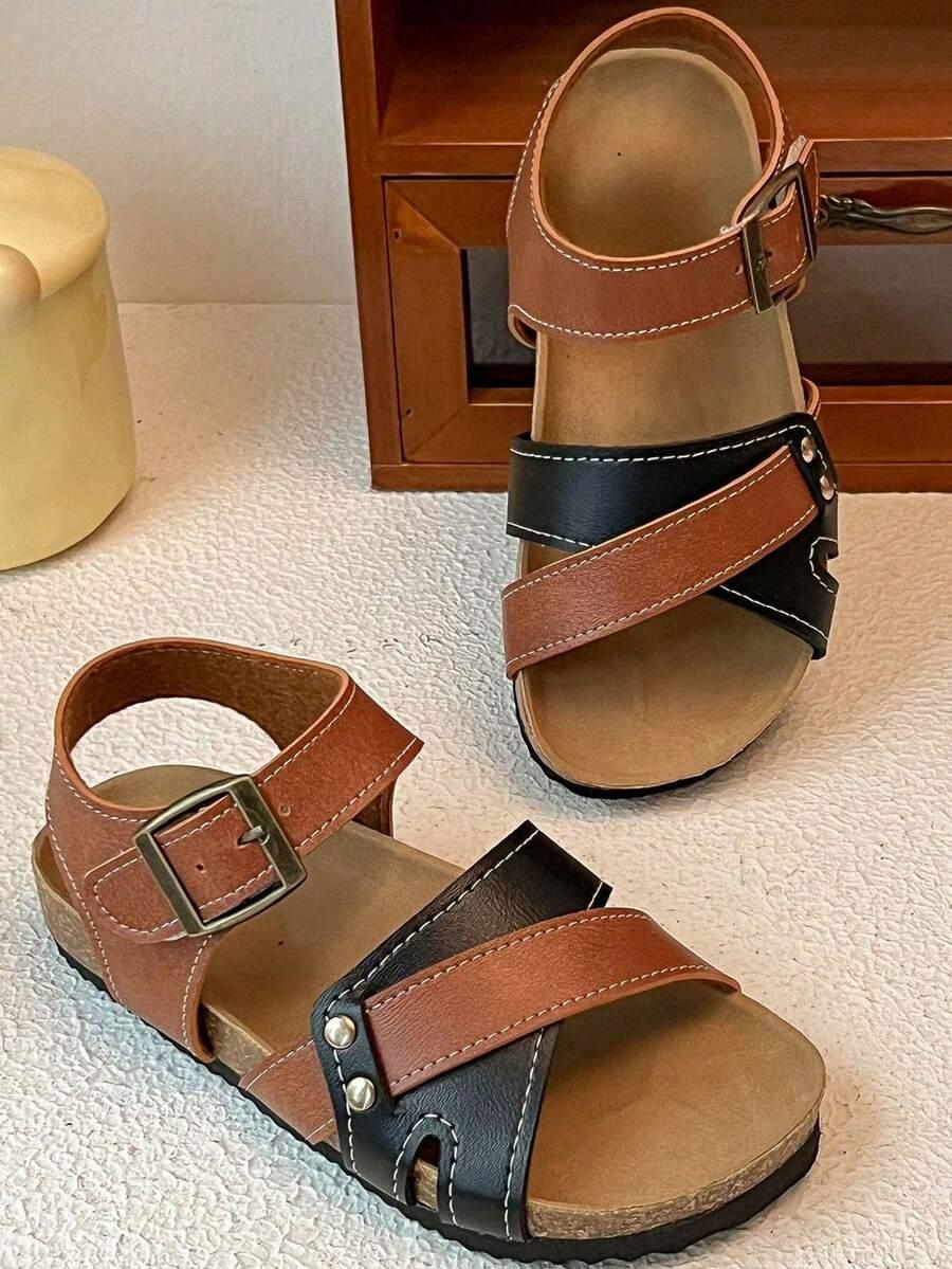 SHEIN BRĄZOWE SANDAŁY KLAMRA S06__24