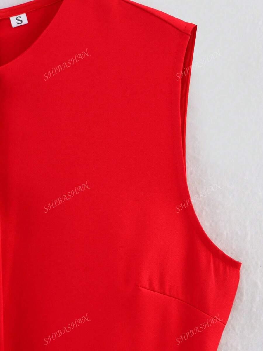 SHEIN CZERWONA SUKIENKA BEZ RĘKAWÓW S09__L