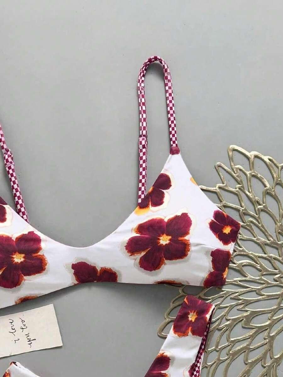 SHEIN DWUCZĘŚCIOWY STRÓJ KĄPIELOWY WZÓR KWIATY S09__XXS