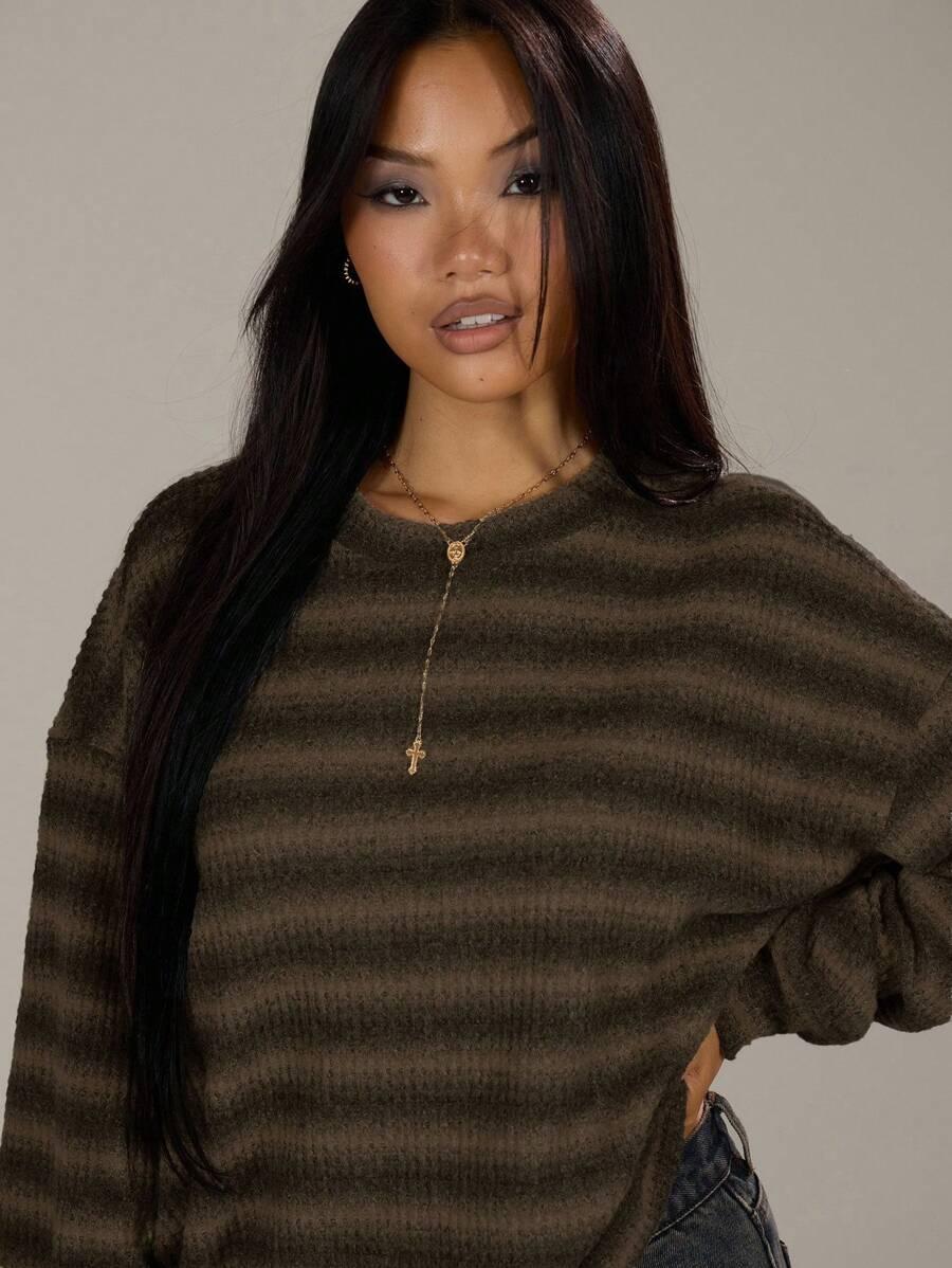 SHEIN BRĄZOWY SWETER DŁUGI RĘKAW S06__M