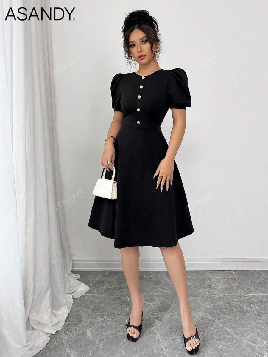 SHEIN CZARNA ROZKLOSZOWANA SUKIENKA S06__M