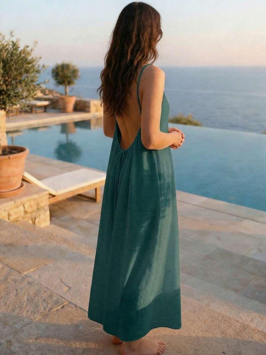 SHEIN ZIELONA MAXI SUKIENKA S06__L