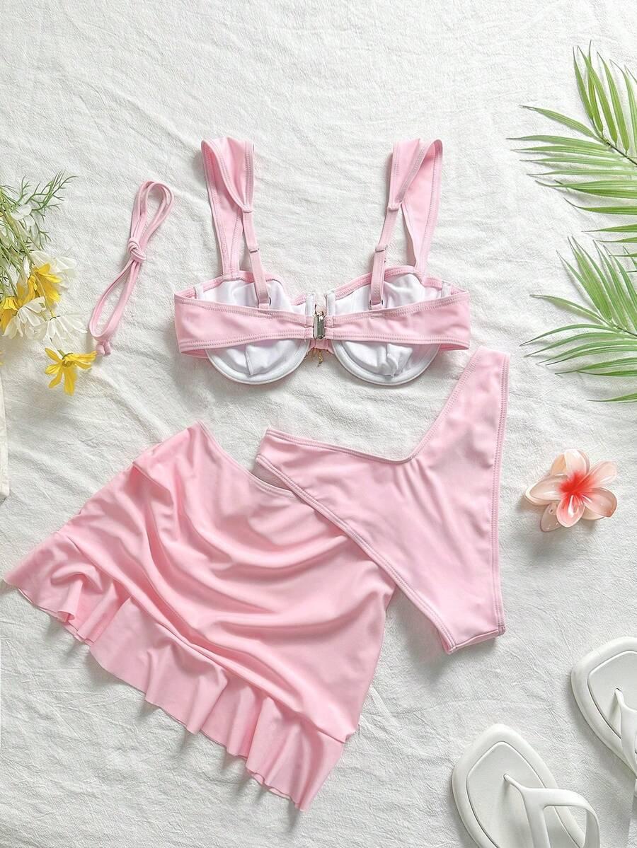 SHEIN DWUCZĘŚCIOWY STRÓJ KĄPIELOWY SPÓDNICA KOMPLET S09__XS
