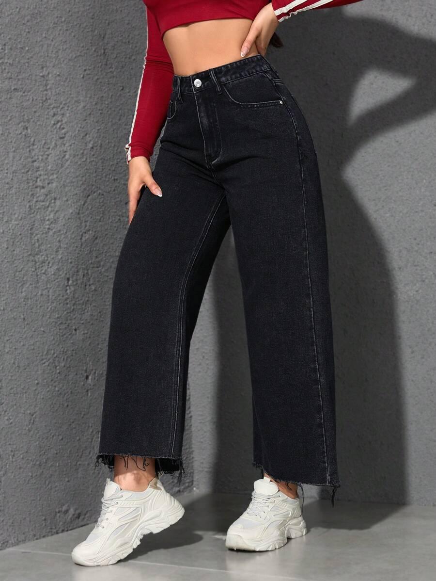 SHEIN CZARNE OCIEPLANE SPODNIE JEANS S06__46