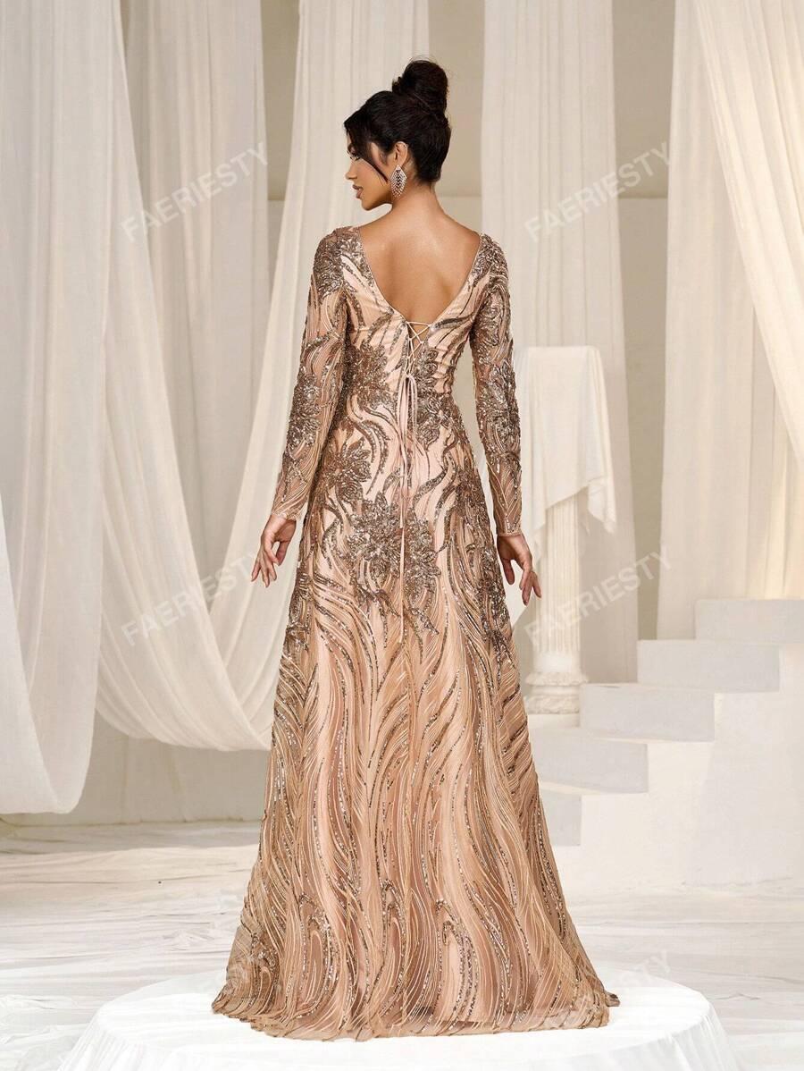 SHEIN ZDOBIONA MAXI SUKIENKA S06__L