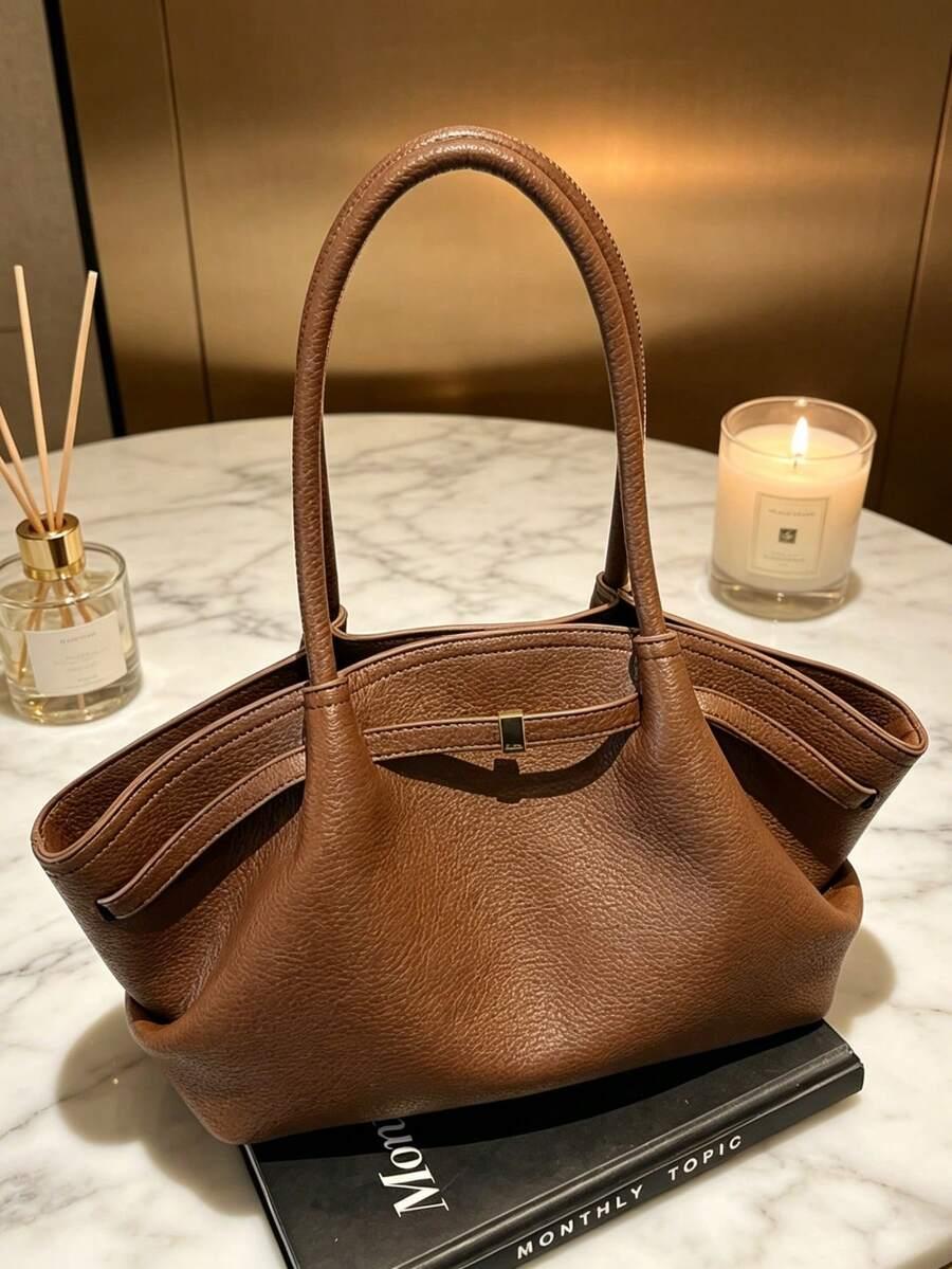 SHEIN BRĄZOWA TOREBKA IMITACJA SKÓRY S07__31X13X21CM