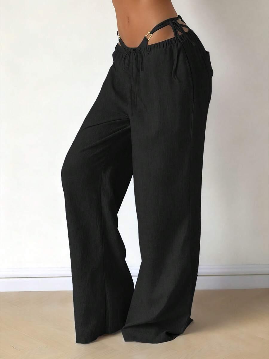 SHEIN CZARNE SPODNIE CASUAL S06__L